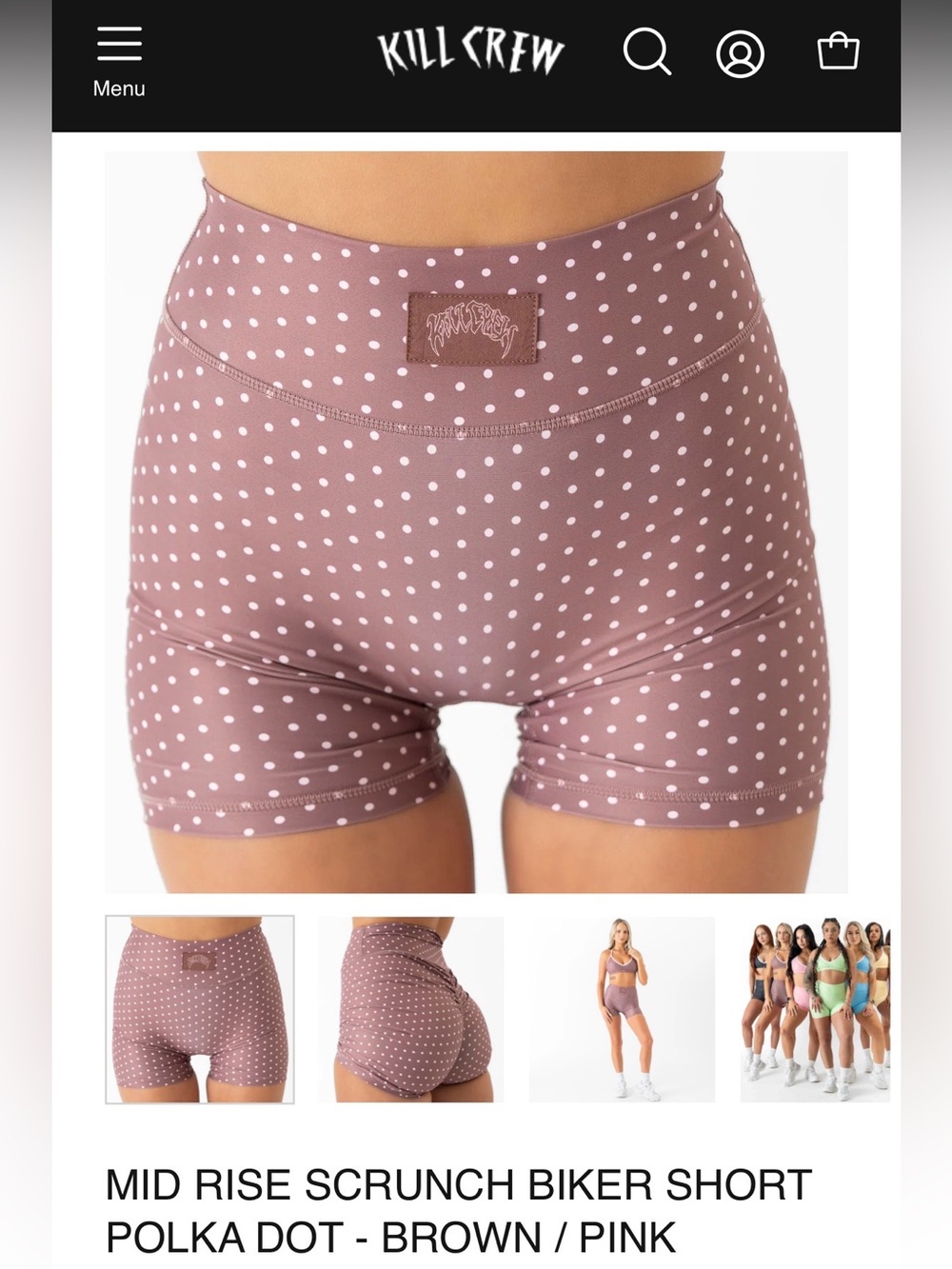 Kill Crew Pink Polka Dot High-Waist Scrunch Biker Shorts